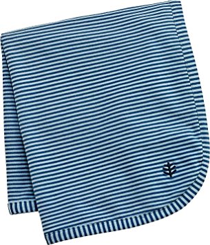 Coolibar UPF 50  Baby Sun Blanket - Sun Protective (One Size - Vintage/Midnight Blue Feeder Stripe)