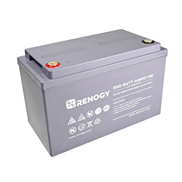 Renogy Deep Cycle AGM Battery 12 Volt 100Ah for RV, Solar, Marine, and Off-grid Applications