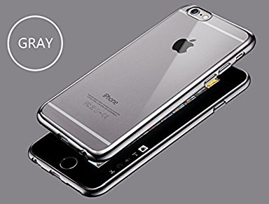 4.7” ONLY!!! iPhone 6, iPhone 6S case, protective Apple cover, crystal clear, Soft Gel Plating TPU Case, FS 0413 Phone Case (Gray)
