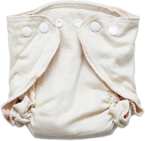 Osocozy Fitted Organic Diaper, 100% GOTS Certified Organic Cotton Birdseye Weave Fabric. Soft and Absorbent. Easy Snap Closures. Sewn in The USA. (Size: Small 7-13 Lbs)