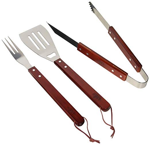 Chefs Basics Select HW5327 3 Piece Stainless Steel Barbecue Tool Set, Brown/Silver
