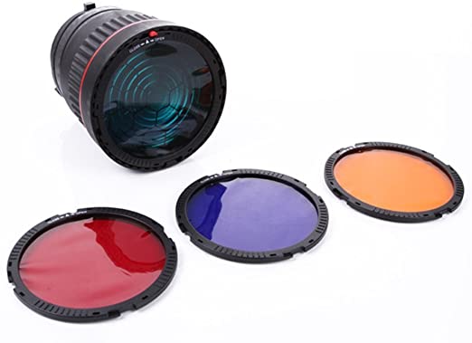 Foto4easy 10X Studio Light Focus Mount Lens Adjust for Flash & LED Light with 4 Color Filters