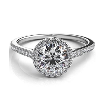 1.22 Ct Halo Set Solitaire Cubic Zirconia Promise Engagement Ring 925 Sterling Silver Ring Sizes 4-8