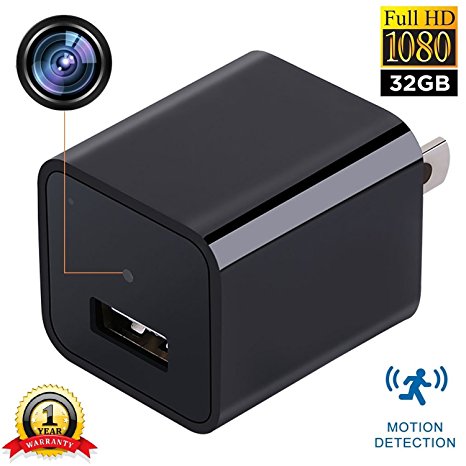 HIDDEN CAMERA USB PHONE CHARGER - 32 GB Internal Memory - 1080P HD - iPhone Android - Nanny Cam - Home Security - Hotel Surveillance - Motion Detection - High Definition - Wireless - Mini - FreedomFox