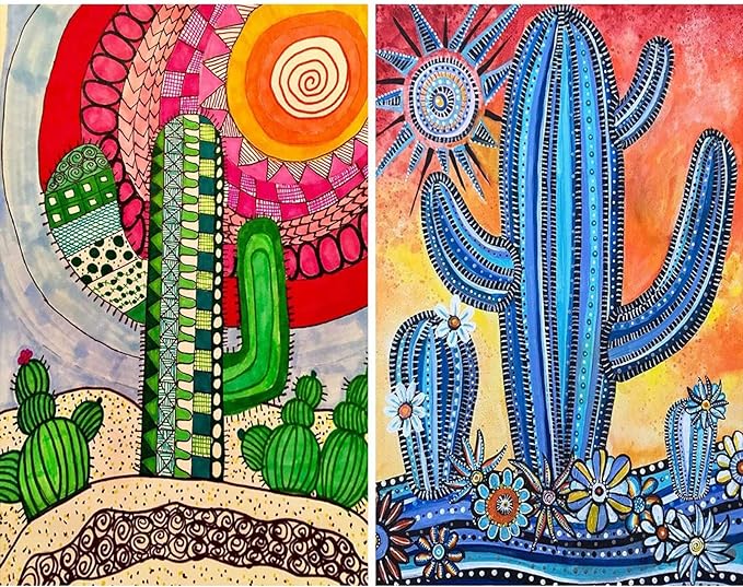 KISSBUTY 2 Pack 5D Full Drill Diamond Painting Kit, DIY Cactus Diamond Rhinestone Painting Kits for Adults Beginner Diamond Arts Craft Home Decor, 15.8 X 11.8 Inch (Plants Cactus Diamond Paintings)