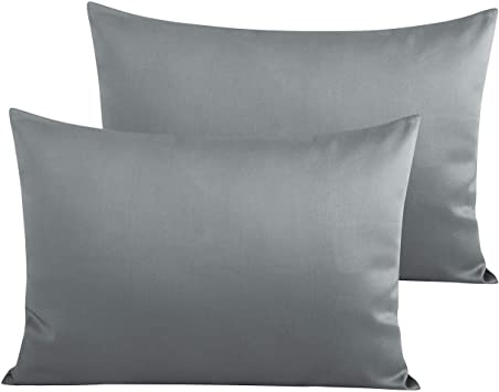 NTBAY 500 Thread Count Cotton Toddler Pillowcases, 2 Pack Travel Pillow Cases, 13 x 18 Inches, Dark Grey