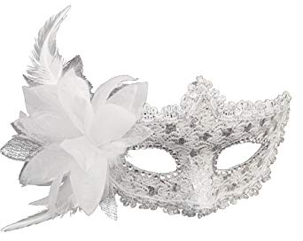 Coxeer Masquerade Mask for Women Mardi Gras Mask with Flower