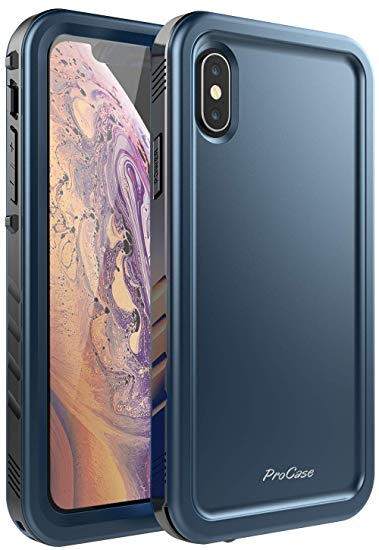 ProCase iPhone XS Max Case, Rugged Full-Body Protective Case with Built-in Screen Protector Heavy Duty Shockproof Bumper Cover for Apple iPhone Xs Max 2018 Release -Teal