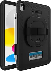 OtterBox DEFENDER FOR BUSINESS W/ KICKSTAND/HANDSTRAP for iPad 10th Gen (ONLY) V2 - BLACK, rugged & durable, screenless, port protection, includes shield-stand (Non-Retail Packaging)