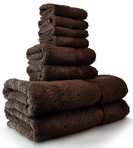 8 Piece Turkish Luxury Turkish Cotton Towel Set - Eco Friendly, 2 Bath Towels, 2 Hand Towels, 4 Wash Clothes by Turkuoise Turkish Towel (Cocoa)