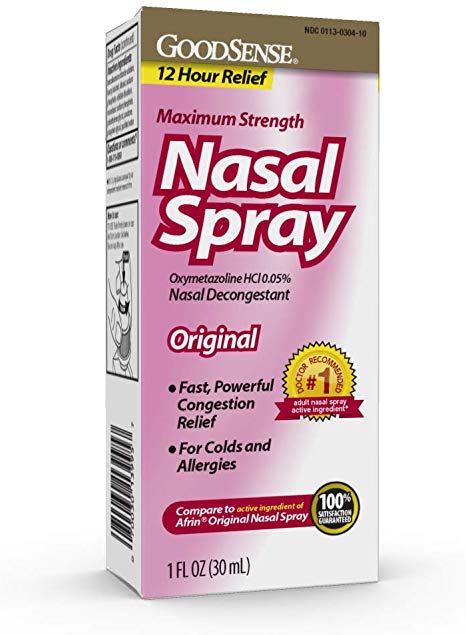 GoodSense Maximum Strength Nasal Spray, Fast Powerful Congestion Relief For Colds and Allergies