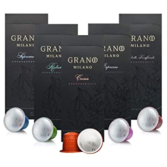 50 Grano Milano Coffee Capsules | Compatible with Nespresso OriginalLine | Variety Coffee Pods