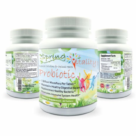 Spring Vitality Probiotic Supplement. Supercharge Your Health and Well Being. Increases Energy and Strengthens the Immune System, Aids Digestion and Eases Associated Issues for Women, Men, and Kids
