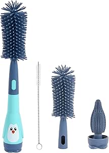 Vicloon Baby Bottle Brush, 2 in 1 Bottle and Teat Cleaning Brush, Silicone Bottle Cleaner Brush for Cleaning Water Bottles Baby Bottles Glass Cup Thermoses, Blue