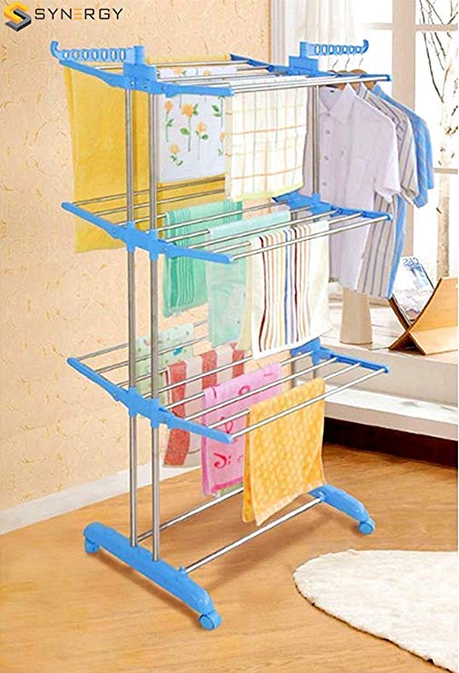Synergy - Heavy Duty Stainless Steel Double Pole Foldable Cloth Dryer/Clothes Drying Stand with Lifetime Warranty (SY-CS5.3)