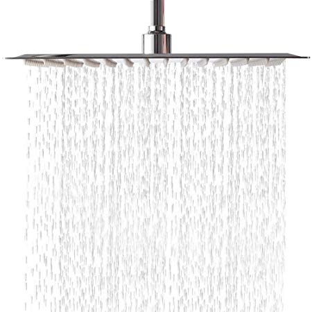 Rain Shower Head 8" High Pressure Waterfall - 100% Stainless Steel - Square Rainfall Chrome Showerhead
