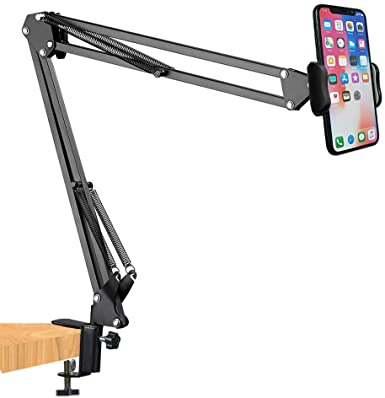 Cell Phone Holder,Phone Clip Holder Clamp for Desk, 360° Rotation Adjustable Bracket Clamp Stand ,Flexible Long Arm Bracket for Phone 11 Pro XS Max XR X 8 8P,Huawei,xiaomi, Samsung Galaxy