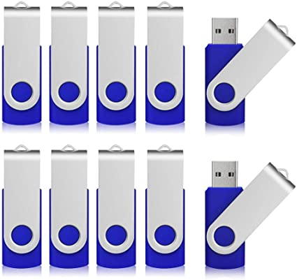 Aiibe 16GB USB Stick 10 Pack USB Flash Drive Thumb Drive 16 GB Bulk Jump Drives USB Memory Stick with Led Indicator for Laptop(Blue,10pcs)