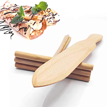 [4 pieces] Crepe Spreaders and Spatula Set, Premium Finish Beech Wood 12’’ Crepe Spreaders and 4.7’’ Spatula Ideal Size Fits Any Crepe Pan Maker