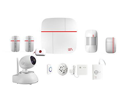 ABTO Vcare Wireless Wifi GSM Home Security Alarm System Automatic with Smoke Fire Detector Sensor DIY Kit IOS/Android APP Come with Temperature and Humidity detector/Medical Emergency Button