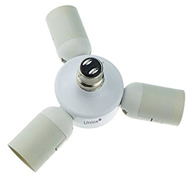 Uniox Light Bulb Socket Converter Adapter B22 TO E27 3-Way Horizontal Splitter 3 in 1
