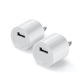 USB Wall Charger,SKONYON 1A/5V 5W Rapid Portable USB Travel Wall Phone Charger Adapter for iPhone iPod iPad Samsung Htc Nexus Nokia (2 pack White)