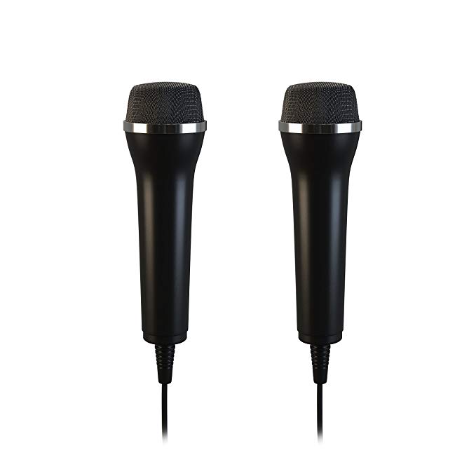 Lioncast Pair Of Universal USB Microphones for Computer and Karaoke Gaming; Compatible with Wii, PS3, PS4, Xbox One & PC Games as SingStar, Voice of Germany, Lets Sing, We Sing; 2.5m cable – Black