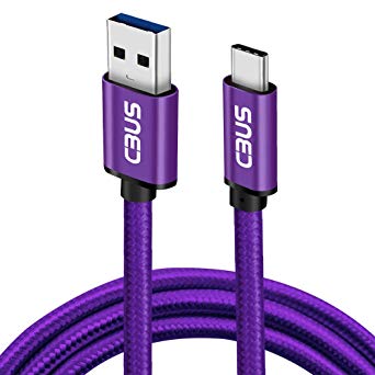 [3-Pack Purple] CBUS 3A Heavy-Duty Double Braided USB-C 3.2 Cable to USB-A 3.0 Fast Charger Cable (0.5ft 3ft 6ft) for Galaxy S10e/S10/S10 /S9/S8, Tab S4/S3, LG V40, G7, G8 ThinQ, Moto G7, G7 Power, G6