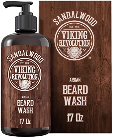 Best Deal Beard Wash Shampoo w/Argan & Jojoba Oils - Softens & Strengthens - Sandalwood Scent - Beard Shampoo w/Beard Oil (17 oz Shampoo)