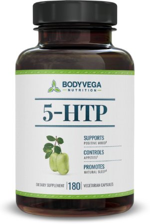 5-HTP by BodyVega 180 Vegetarian Capsules Per Bottle 200mg per serving 100mg per Pill Extra Strength Supplement