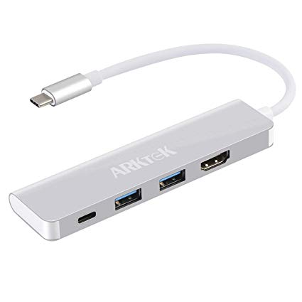 ARKTEK USB-C Adapter with 4K HDMI USB Type C (Thunderbolt 3 Compatible) to HDMI USB 3.0 and USB-C Charging 4-in-1 USB C Hub for Apple MacBook Chromebook Pixel and More