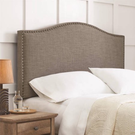 Better Homes and Gardens Grayson Linen Upholstered Headboard with Nailheads, Full/Queen - GRAY