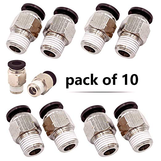 Beduan Pneumatic BPC Push to Connect Air Pipe Fittings Male Straight 4mm Tube OD x 1/8" Male Thread (Pack of 10)