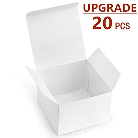 ValBox 20 Pack White Gift Boxes 5 x 5 x 3.5 Paper Gift Boxes with Lids for Gifts, Thanksgiving, Crafting, Cupcake, Cardboard Boxes, Easy Assemble Boxes
