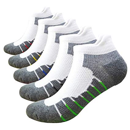 Compression Low Cut Running Socks Women Men 5/8 Pack, 8-15 mmhg Ankle Athletic Cushion Sock Arch Support