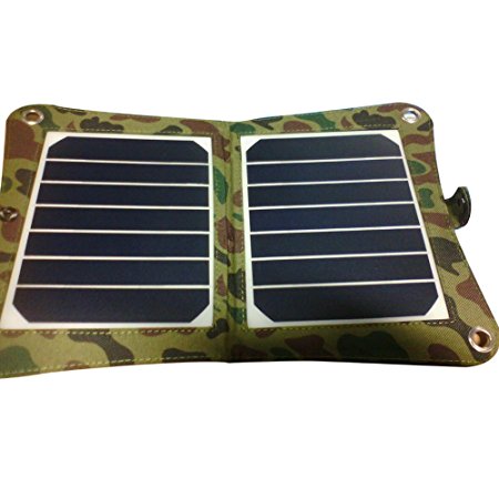 SUNKINGDOM™ 7W Solar Charger High Efficient Portable Folding Solar Panel Charger Compatible with Samsung Galaxy Phones,Camera,Gopro Cameras and any other 5V USB Device (Camouflage)