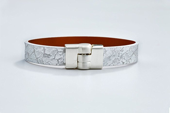 Veyle Genuine Leather Wristband Bracelet in Cracked White (Silver)