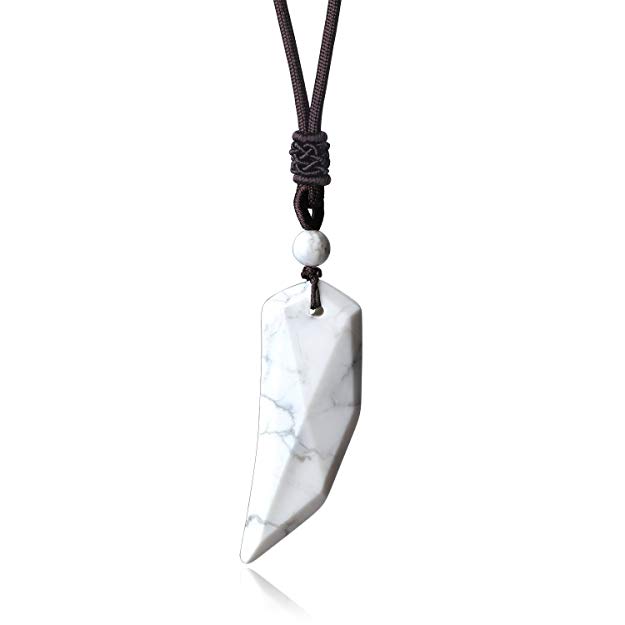 COAI Gemstone Wolf Tooth Pendant Vintage Inspired Spike Amulet Necklace for Men Women