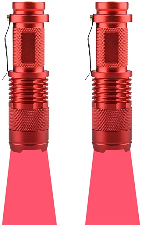 WAYLLSHINE (Pack of 2) Red LED Flashlight, 3 Modes Red Flashlight, Red Light Flashlight Red LED Red Light Torch For Astronomy, Aviation, Night Observation-2PCS