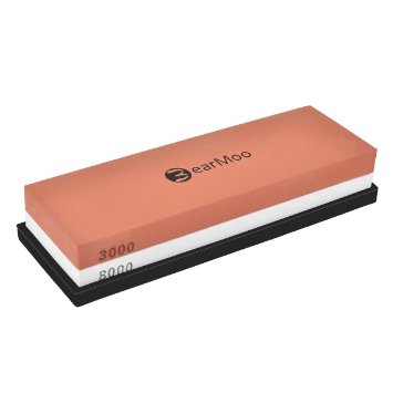 Whetstone, BearMoo 2-IN-1 Sharpening Stone 3000/8000 Grit - Waterstone - Knife Sharpening Stone, Rubber Stone Holder Included
