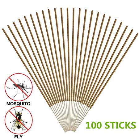 COSYWORLD Mosquito Repellent Sticks, DEET Free & Safe Insect Repellent Incense Sticks, Natural Plant Based Bamboo Infused with Citronella, Lemongrass Oil - (100 Sticks)