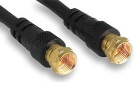 Guilty Gadgets ® - 1m 1 Meter Metre Satellite F Connector for Sky Virgin Broadband Cable Black Lead GOLD TV Digital Male to Male