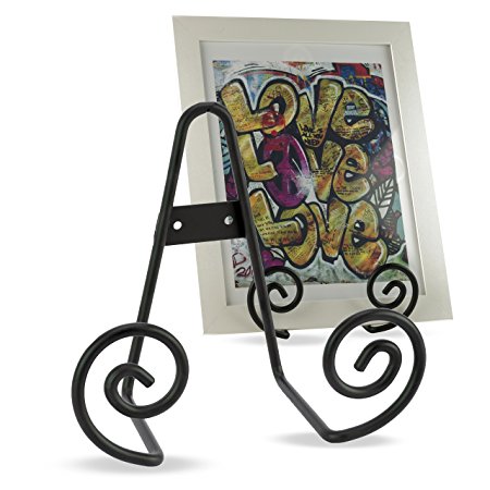 Vintage Style Home Office Décor Iron Scroll Wall Mountable Desk Display Easel Black 5.5 Inch Set of 2