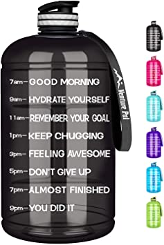 Venture Pal Large 128oz/74oz Leakproof BPA Free Fitness Sports Water Bottle with Motivational Time Marker to Ensure You Drink Enough Water Throughout The Day