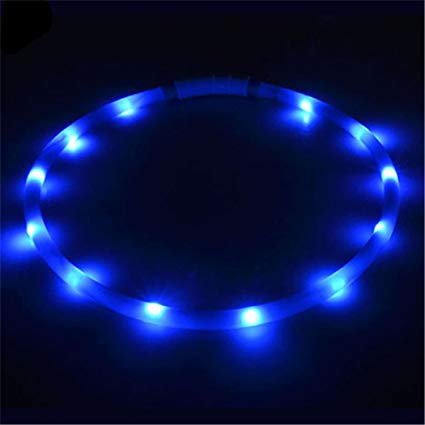 Bluelans Led Dog Collar,USB Rechargeable Glowing Pet Dog Collar for Night Walking Safety,Waterproof Flashing Light Up Dog Collar Necklace for Small,Medium,Large Dogs