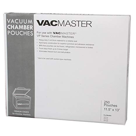 VacMaster 40726 3-Mil Vacuum Chamber Pouches, 11.5 by 13", Clear