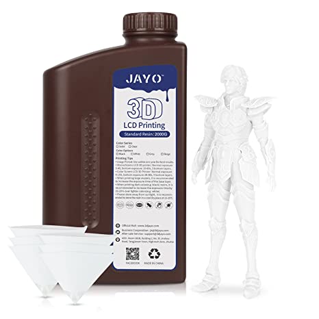 JAYO 3D Printer Resin, 405nm UV Photopolymer Curing Standard Resin for LCD/DLP/SLA 3D Printer, White 2000g