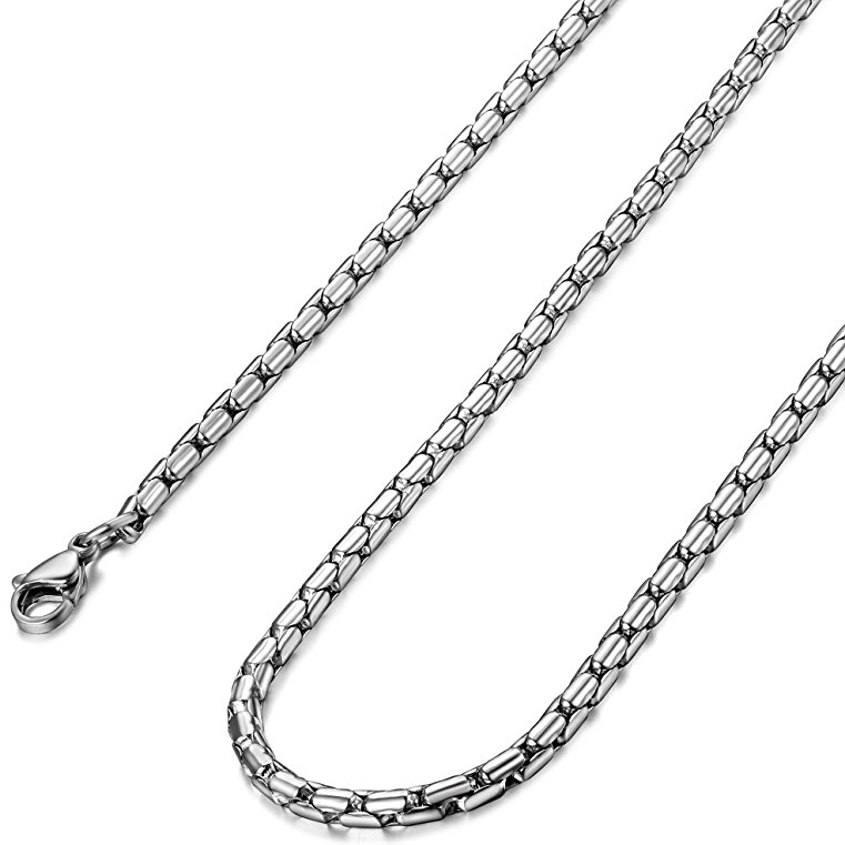 ORAZIO 3MM Stainless Steel Necklace for Men Rolo Cable Chain Link Necklace,20-28 Inches