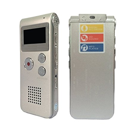 KLAREN 8GB Spy Mini USB Flash Digital Audio Voice Recorder 650Hr Dictaphone Telephone MP3 Player Rechargeable II4 Sliver