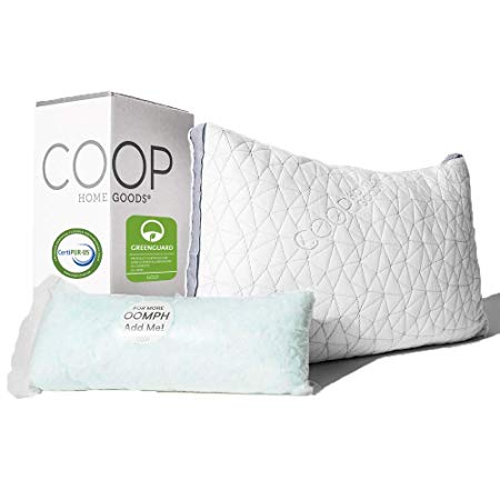 Coop Home Goods The Eden Pillow - Ultra Tech Cover With Gusset - Adjustable Fill Features Cooling And Hypoallergenic Gel And Diamond Dust Infused Memory Foam With Fiberfill Standard White